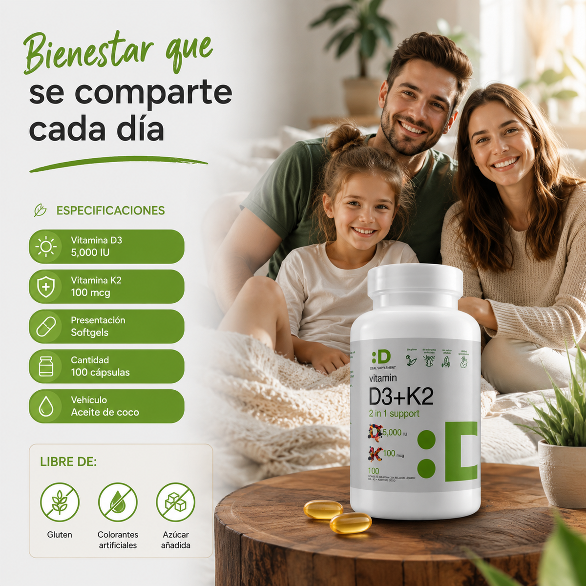 Vitamina D3 K2 - especificaciones
